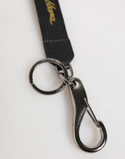 Dolce & Gabbana Black Yellow Polyester DG Logo Silver Keychain Keyring