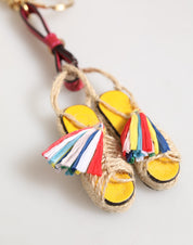 Dolce & Gabbana Red Yellow Mini Espadrille Style Charm Keychain Keyring