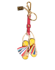 Dolce & Gabbana Red Yellow Mini Espadrille Style Charm Keychain Keyring