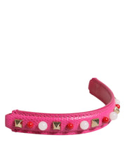 Dolce & Gabbana Pink Embellished Leather Bag Handle Women Shoulder Strap