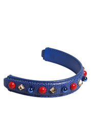 Dolce & Gabbana Blue Embellished Leather Bag Handle Women Shoulder Strap