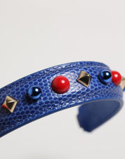 Dolce & Gabbana Blue Embellished Leather Bag Handle Women Shoulder Strap