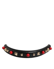 Dolce & Gabbana Black Embellished Leather Bag Handle Women Shoulder Strap