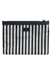 Dolce & Gabbana Black White Striped Logo Plaque Clutch Borse Pouch Bag