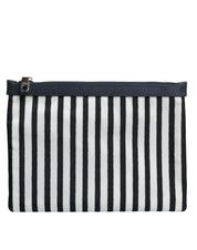 Dolce & Gabbana Black White Striped Logo Plaque Clutch Borse Pouch Bag