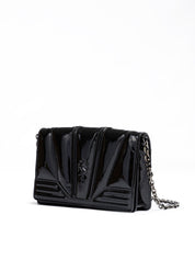 Ferrari Black GT patent leather bag with chain