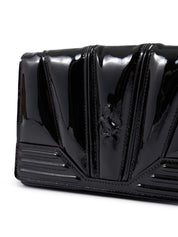 Ferrari Black GT patent leather bag with chain