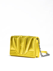 Ferrari Metal Yellow GT patent leather bag with chain