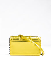 Ferrari Metal Yellow GT patent leather bag with chain