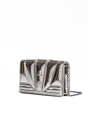 Ferrari Metal Silver GT patent leather bag with chain