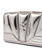 Ferrari Metal Silver GT patent leather bag with chain