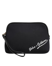 Dolce & Gabbana Black Solid Nylon DG LogoPrint Clutch Zip Borse Pouch Bag