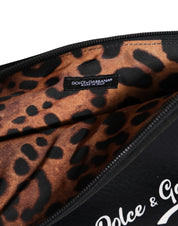 Dolce & Gabbana Black Solid Nylon DG LogoPrint Clutch Zip Borse Pouch Bag