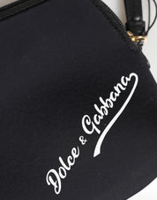 Dolce & Gabbana Black Solid Nylon DG LogoPrint Clutch Zip Borse Pouch Bag