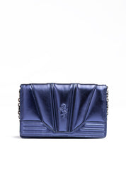 Ferrari Metal blue GT patent leather bag with chain