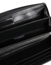 Dolce & Gabbana Black Blue Exotic Leather Men Continental Clutch Wallet