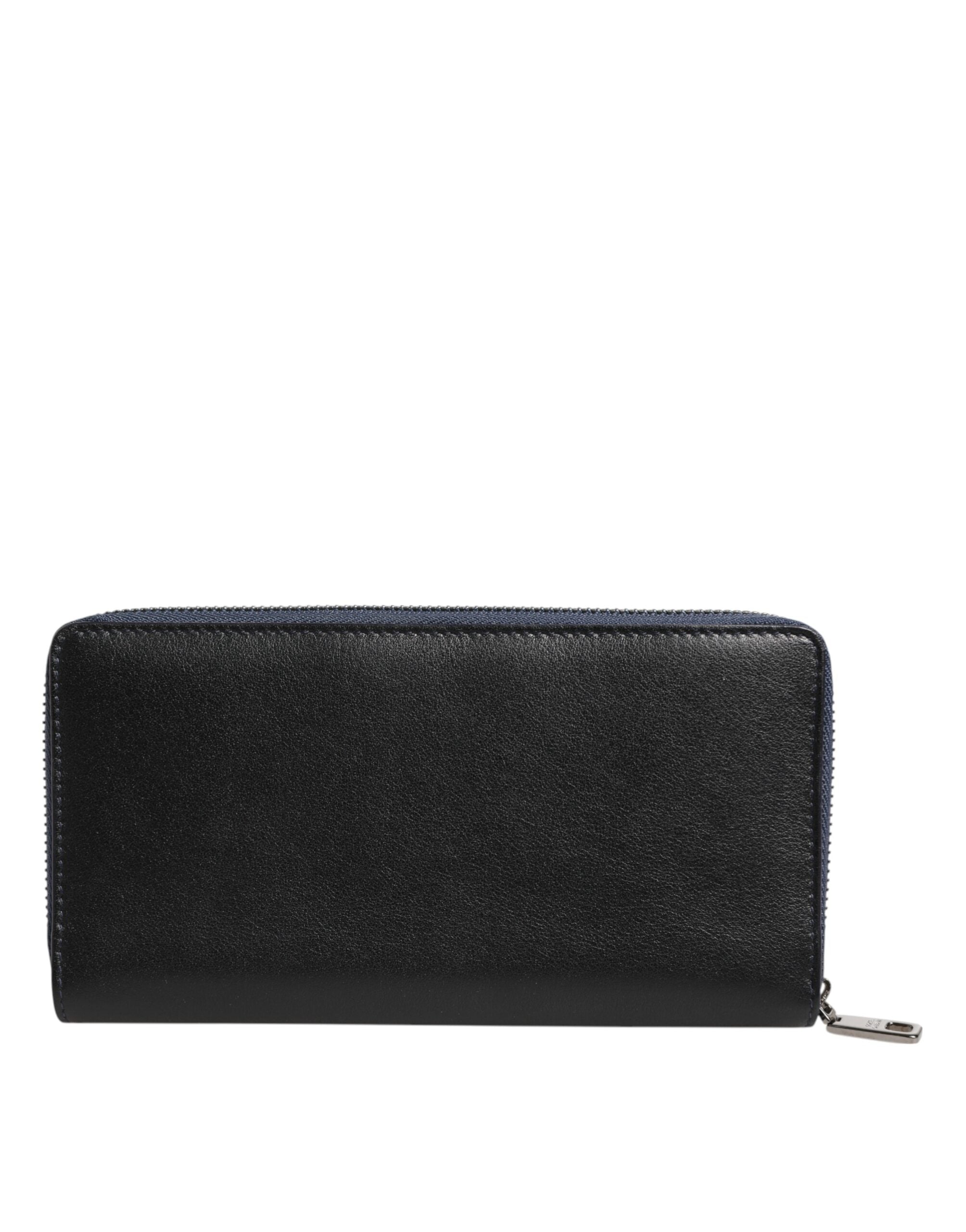 Dolce & Gabbana Black Blue Exotic Leather Men Continental Clutch Wallet
