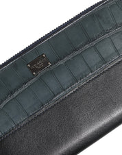 Dolce & Gabbana Black Blue Exotic Leather Men Continental Clutch Wallet