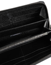 Dolce & Gabbana Black Leather #DGFAMILY Zipper Continental Mens Wallet