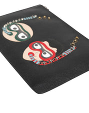 Dolce & Gabbana Black Leather #DGFAMILY Embellished Men Clutch Pouch Bag