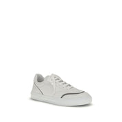 Brunello Cucinelli White Calf Leather Bos Taurus Low Top Sneakers