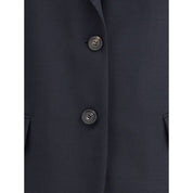 Brunello Cucinelli Blue Fleece Wool Blazer