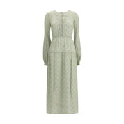 Kristina Ti Green Silk Long Dress