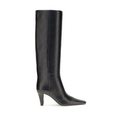 Saint Laurent Black Leather High Heel Boots