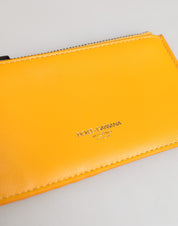 Dolce & Gabbana Yellow Orange Leather Credit Card Key Holder Clip On Wallet
