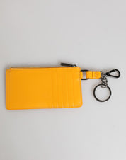 Dolce & Gabbana Yellow Orange Leather Credit Card Key Holder Clip On Wallet
