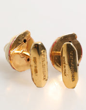 Dolce & Gabbana Brass Gold Tone Dog Puppy Men's Accessories Cufflink