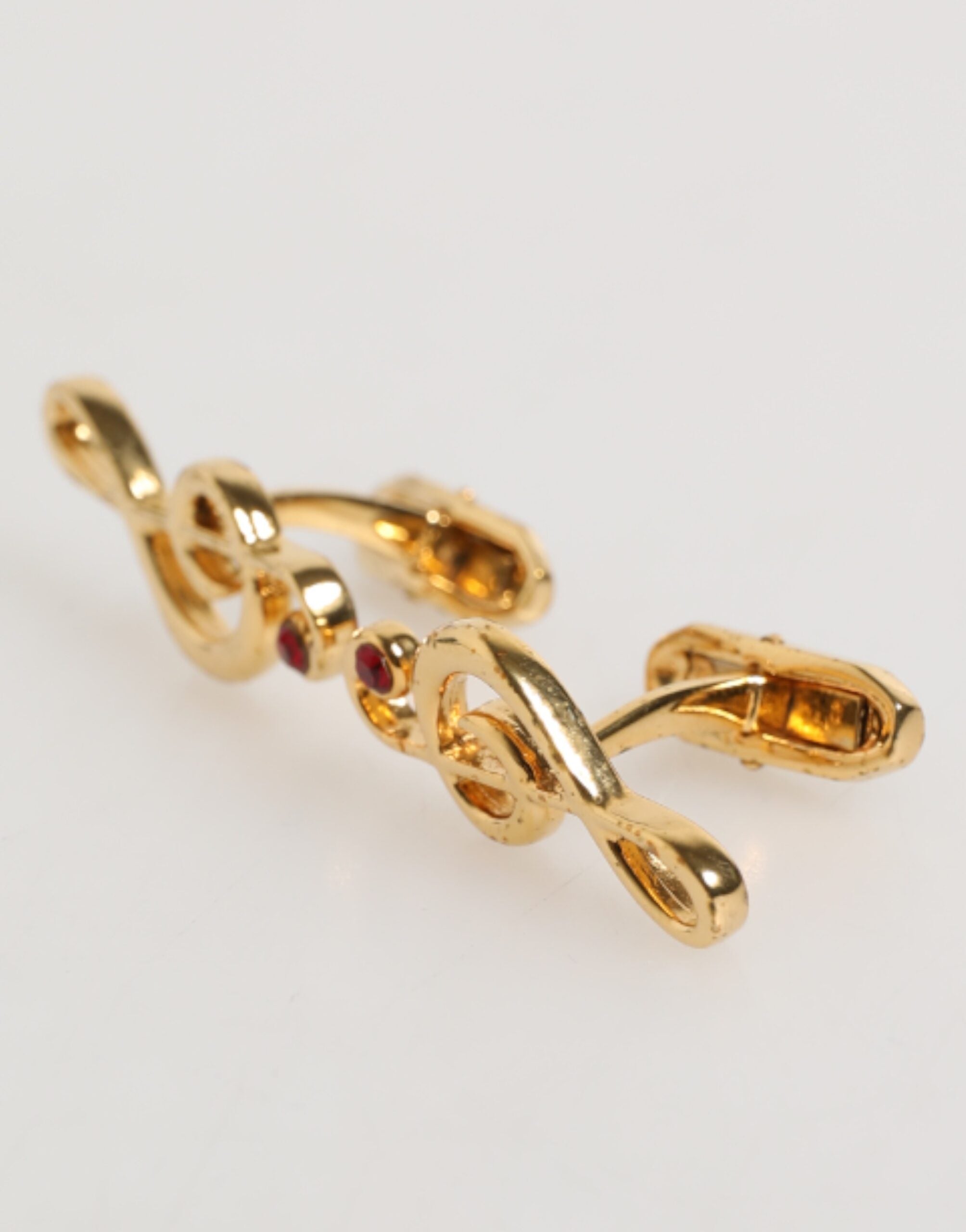 Dolce & Gabbana Gold Musical Note Metal Brass Pin Men Accessory Cufflinks