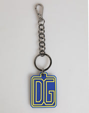 Dolce & Gabbana Blue Yellow DG Rubber Logo Silver Men Keychain Keyring