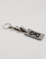 Dolce & Gabbana Gray Leather Logo Metal Ring Keychain Holder Men Keyring