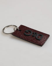 Dolce & Gabbana Dark Brown Leather Logo Metal Ring Men Keychain Keyring