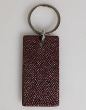 Dolce & Gabbana Dark Brown Leather Logo Metal Ring Men Keychain Keyring