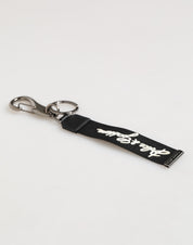 Dolce & Gabbana Black White Polyester DG Logo Silver Men Keychain Keyring