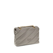 PINKO Gray Calf Leather Bos Taurus Shoulder Bag
