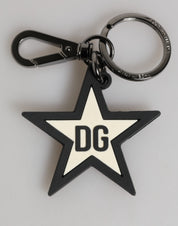 Dolce & Gabbana White Black DG Logo Star Rubber Men's Keychain Keyring
