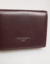 Dolce & Gabbana Leather Embossed Logo Trifold Men Card Holder Dark Brown