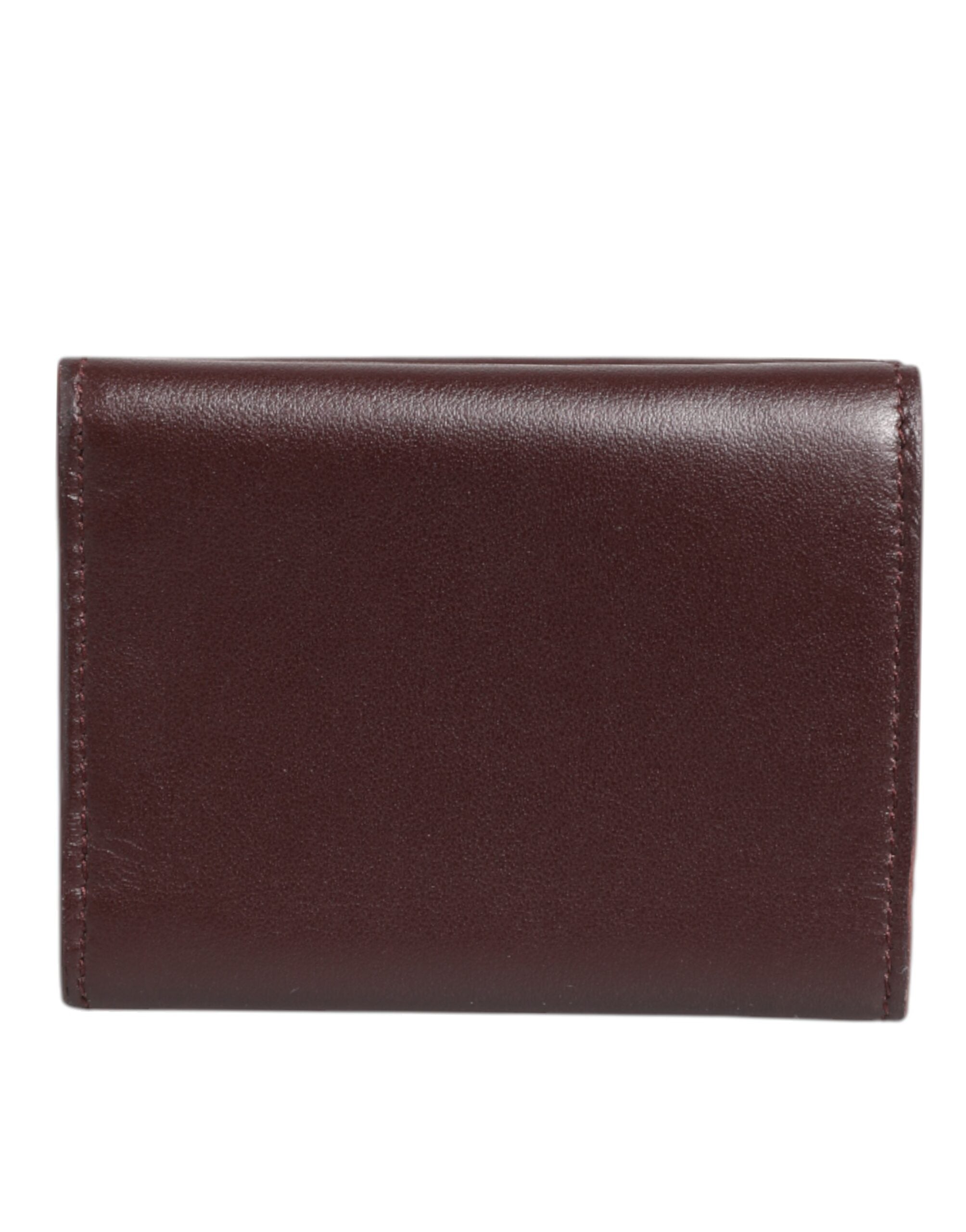 Dolce & Gabbana Leather Embossed Logo Trifold Men Card Holder Dark Brown