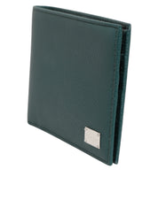Dolce & Gabbana Green Leather DG Logo Plaque Bifold Men Card Holder Wallet