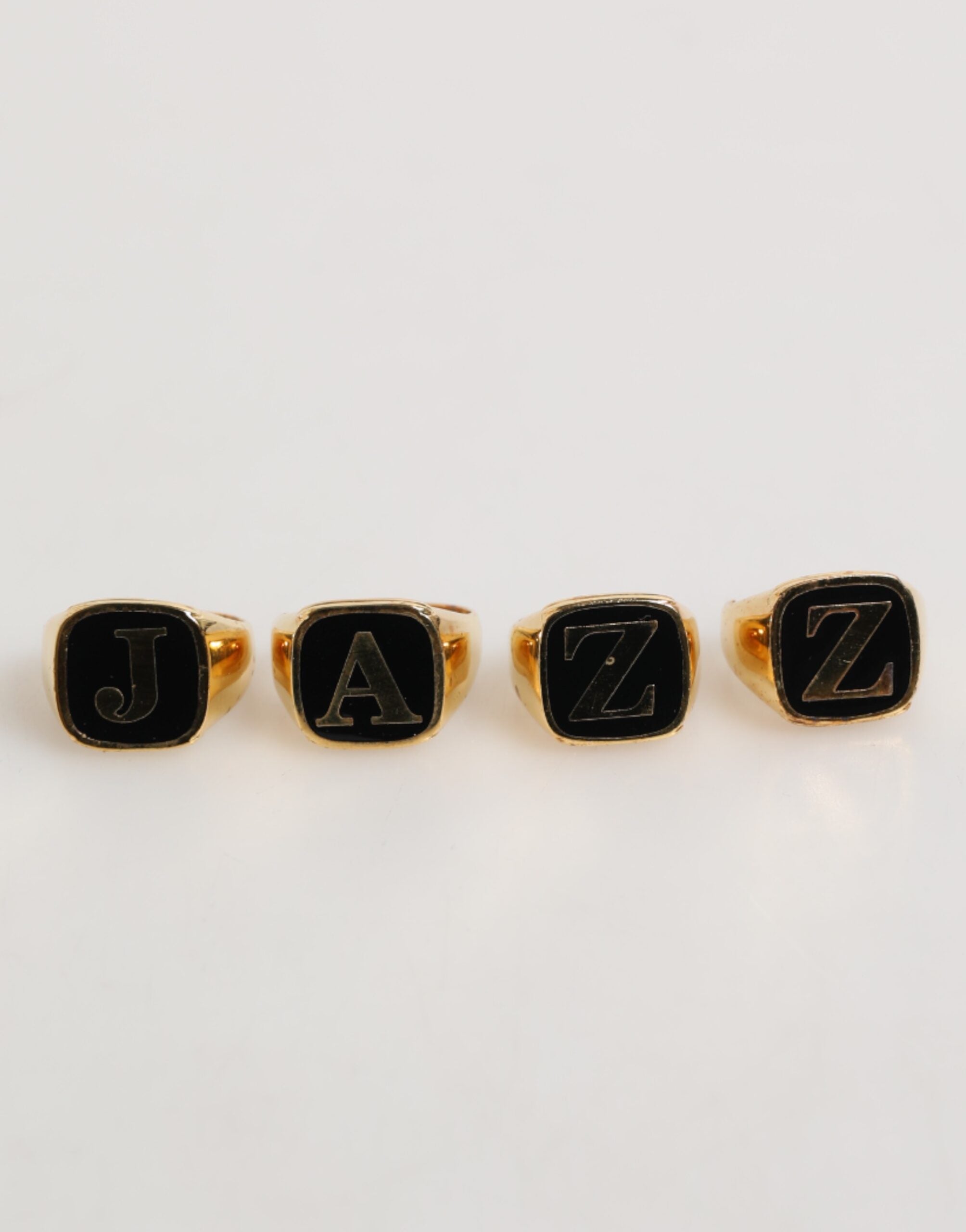 Dolce & Gabbana Gold Tone Brass JAZZ Letter Set 4 Pieces Adjustable Ring