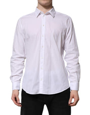 Dolce & Gabbana White Cotton STAFF Long Sleeves Forma Shirt
