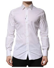 Dolce & Gabbana White Cotton GOLD Long Sleeves Formal Shirt