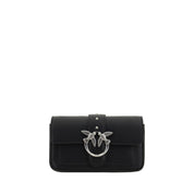 PINKO Black Calf Leather Bos Taurus Shoulder Bag