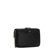 PINKO Black Calf Leather Bos Taurus Shoulder Bag