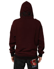 Dolce & Gabbana Burgundy Cotton Plaid Lined Men Hoodie Sweater