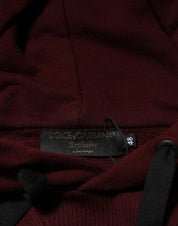 Dolce & Gabbana Burgundy Cotton Plaid Lined Men Hoodie Sweater
