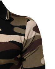 Dolce & Gabbana Camouflage Brown Silk MilitaryPolo T-shirt